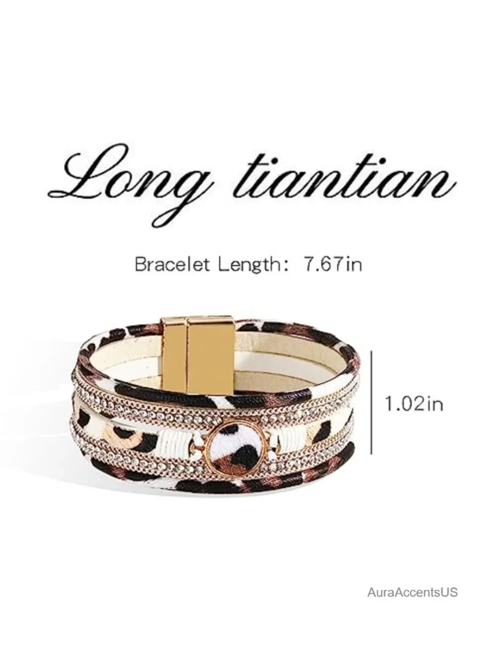 Leopard Leather Wrap Bracelet Boho Western Stack Cuff Bangle Women